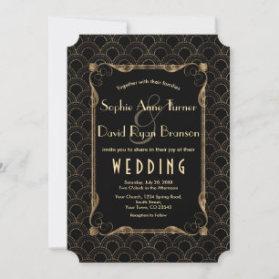 Old Hollywood Gold Great Gatsby Wedding Invitation