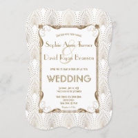 Old Hollywood Great Gatsby White Wedding Invite