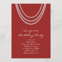 Old Hollywood Surprise Birthday Party Invite red