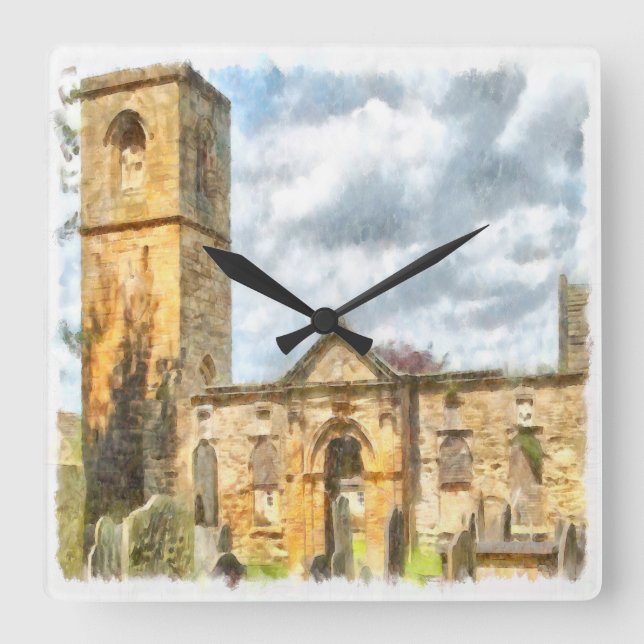 Old Holy Trinity Gothic Architecture Church Square Wall Clock (Front)