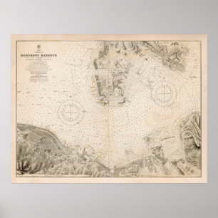 Old Hong Kong Harbour Map (1912) Poster