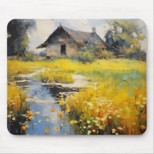 Old House Countryside Impressionism Mouse Pad