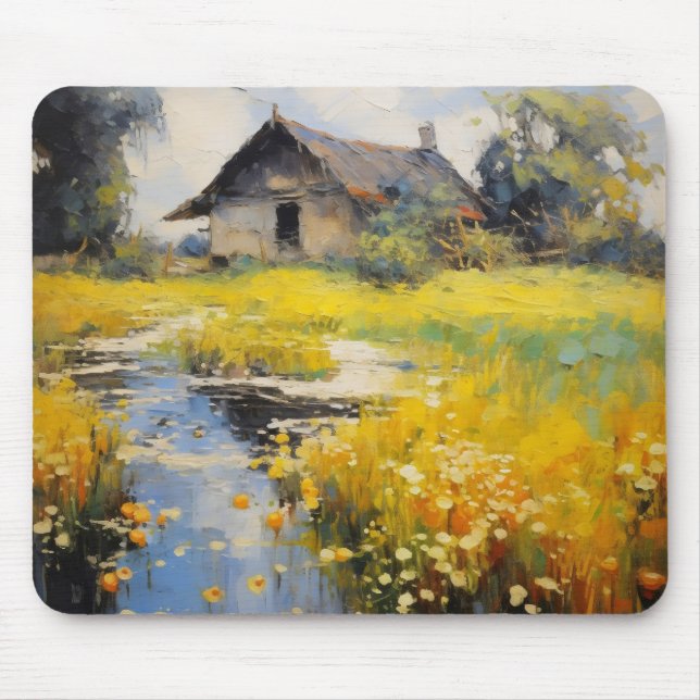 Old House Countryside Impressionism Mouse Pad (Front)