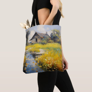 Old House Countryside Impressionism Tote Bag