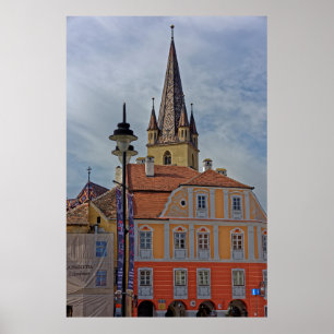 Old House Near Evangelichal Cathedral Sibiu Poster