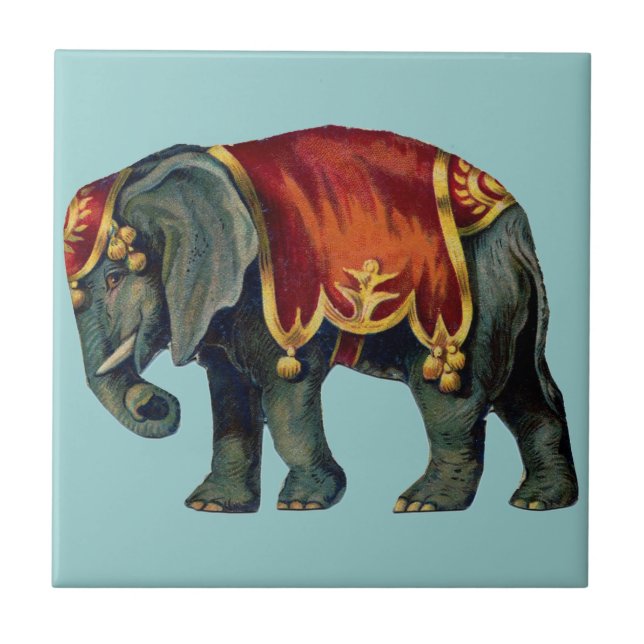 Old iIustração of circus elephant Tile (Front)