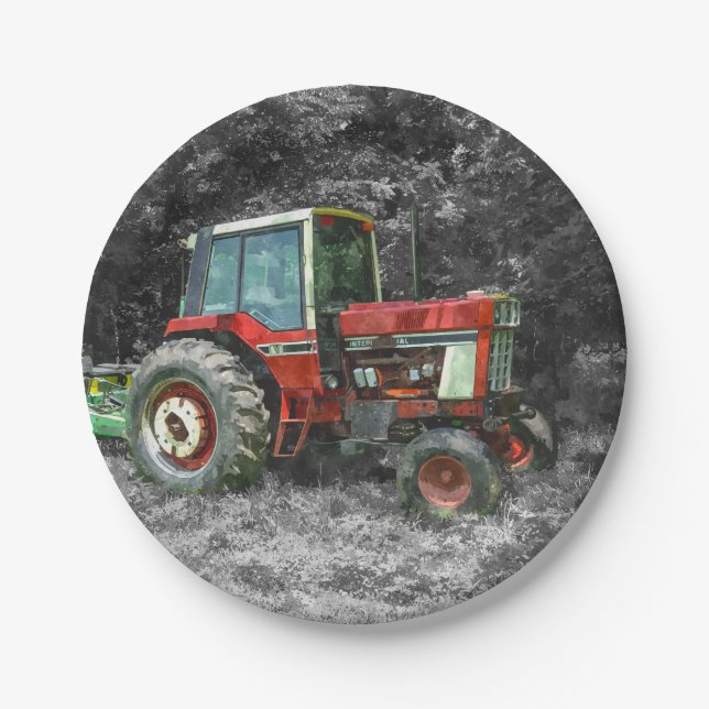 Old International Tractor Painterly Paper Plate (Front)