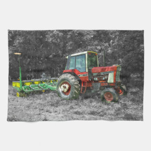 Old International Tractor Painterly Tea Towel