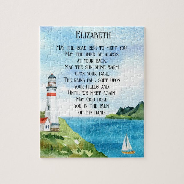 Old Irish Blessing Poem Sea Going Away Gift Name Jigsaw Puzzle (Vertical)