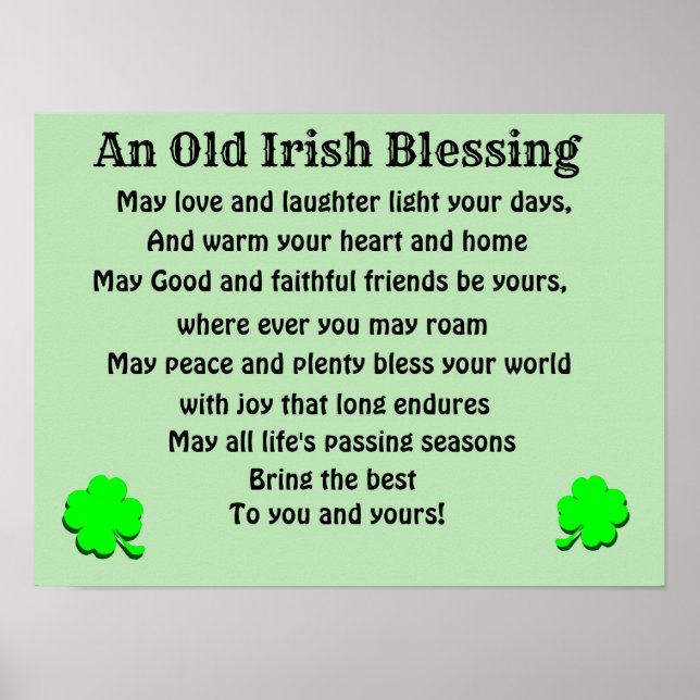 OLD IRISH BLESSING  POSTER (Front)