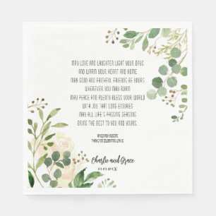 Old Irish Blessing & Wedding Greenery Napkin