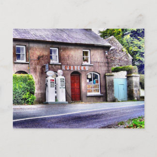 Old Irish Petrol Station Postcard
