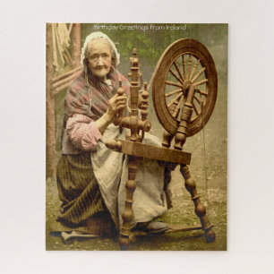 Old Irish Wool Spinner Lady, Jigsaw Puzzle