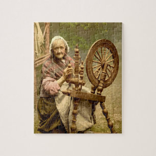 Old Irish Wool Spinner Lady Jigsaw Puzzle