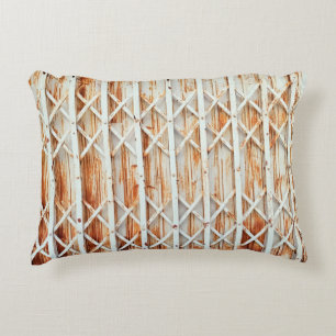 Old iron door panels are rusted. abstract,antique, decorative cushion