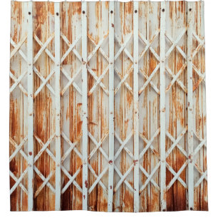 Old iron door panels are rusted. abstract,antique, shower curtain