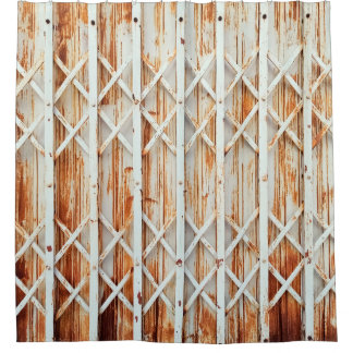 Old iron door panels are rusted. abstract,antique, shower curtain