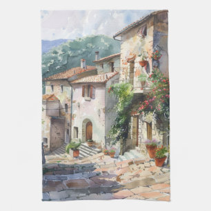 Old Italian Village  Tea Towel