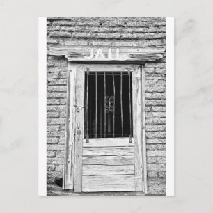 Old Jailhouse Door in Black and White Postcard