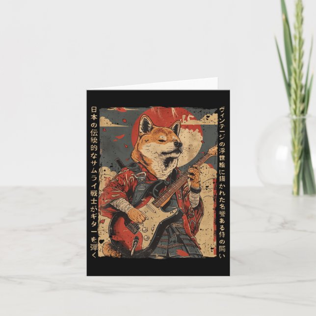 Old Japanese Artwork Samurai Dog Playing The Elect Card (Front)