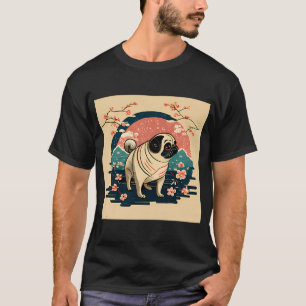 Old Japanese Style Pug Illustration Kawaii T-Shirt