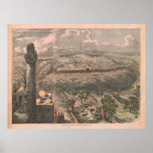 Old Jerusalem Israel Map (1853) Poster