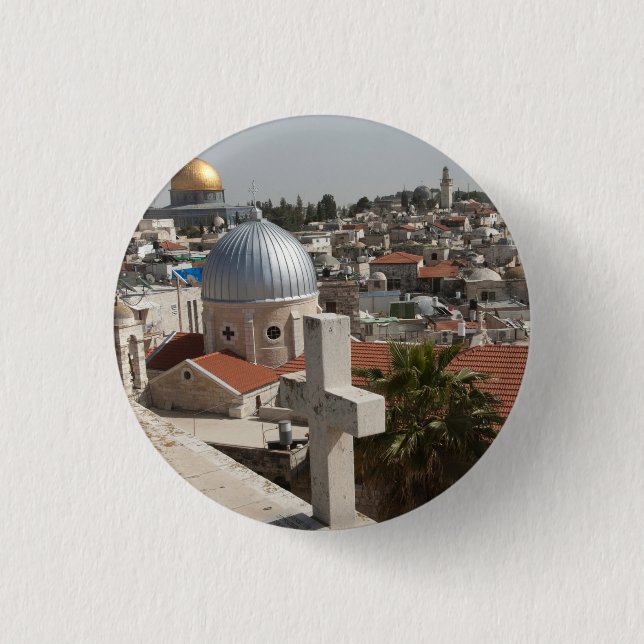 Old Jerusalem's Skyline 3 Cm Round Badge (Front)