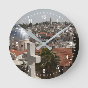 Old Jerusalem's Skyline Round Clock