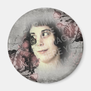 Old Key and Roses Custom Photo Magnet