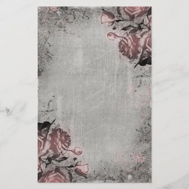 Old Key and Roses Stationery (Front)