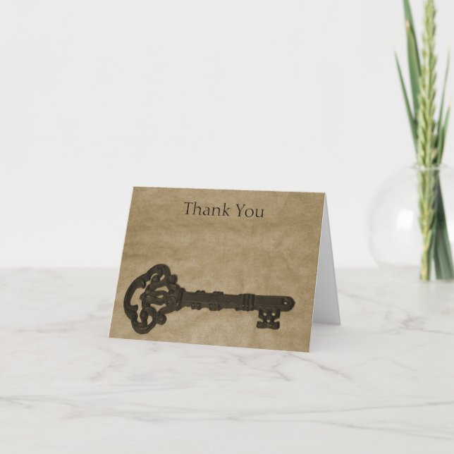Old Key Wedding Thank You Cards (Front)