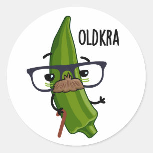 Old-kra Funny Okra Puns Classic Round Sticker