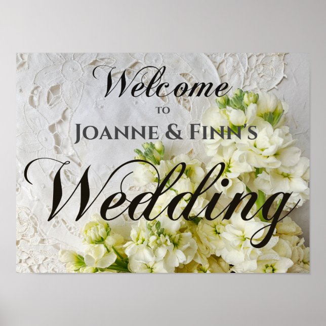 Old lace with white flowers sign (Front)