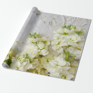 Old lace with white flowers wrapping paper