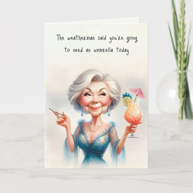 Old Lady Birthday Humour Card (Front)