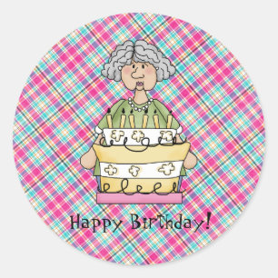 Old Lady Birthday stickers