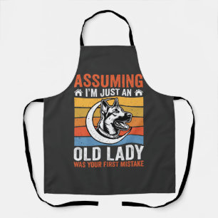 Old Lady Dog Warning Retro Apron