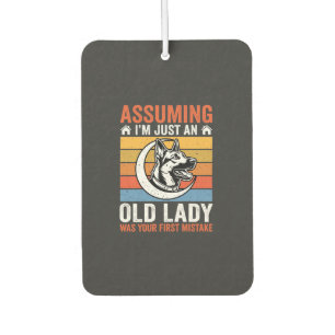Old Lady Dog Warning Retro Car Air Freshener