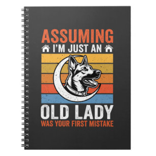 Old Lady Dog Warning Retro Notebook