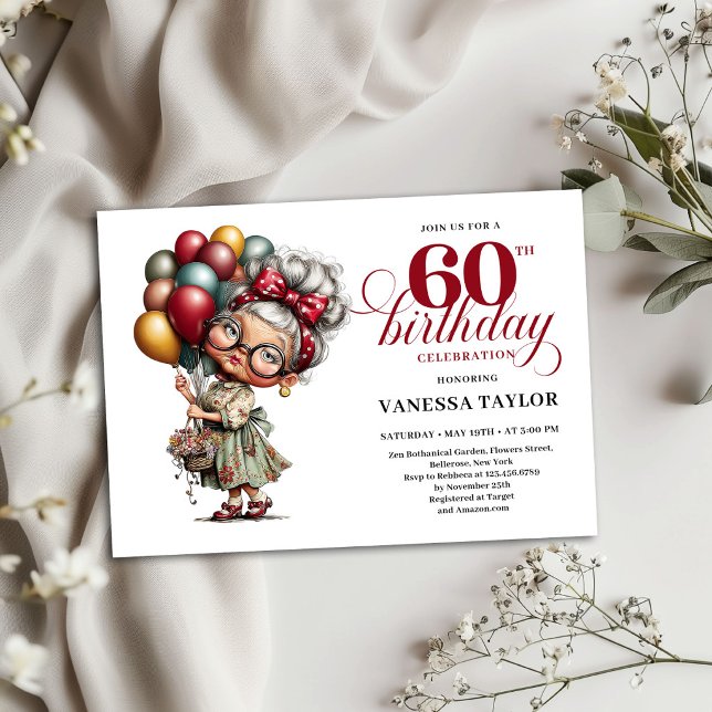 Old Lady Humour 60th Birthday Invitation Template (Old Lady Humor 60th Birthday Invitation Template)