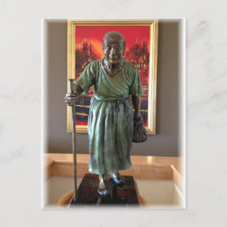 Old lady sculpture postcard