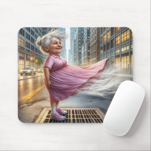 Old Lady Standing On a Street Vent Mouse Pad