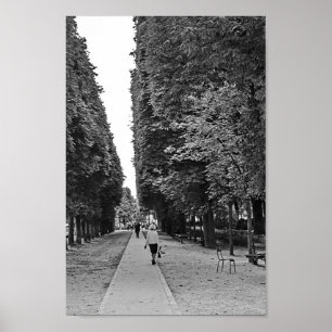 Old lady walking at park in Paris in summer Poster