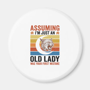 Old Lady Wildcat Vintage Funny Shirt Design_1 Magnet