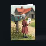 Old Lady With DNA Test Results Birthday Card<br><div class="desc">An elderly woman stands next to a mailbox,  holding a paper labelled "DNA Results."
All text can be changed.</div>