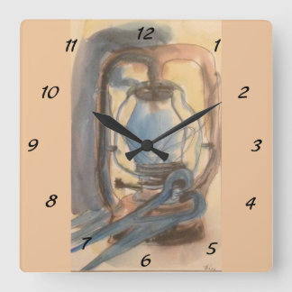 Old lantern and sheep clippers square wall clock