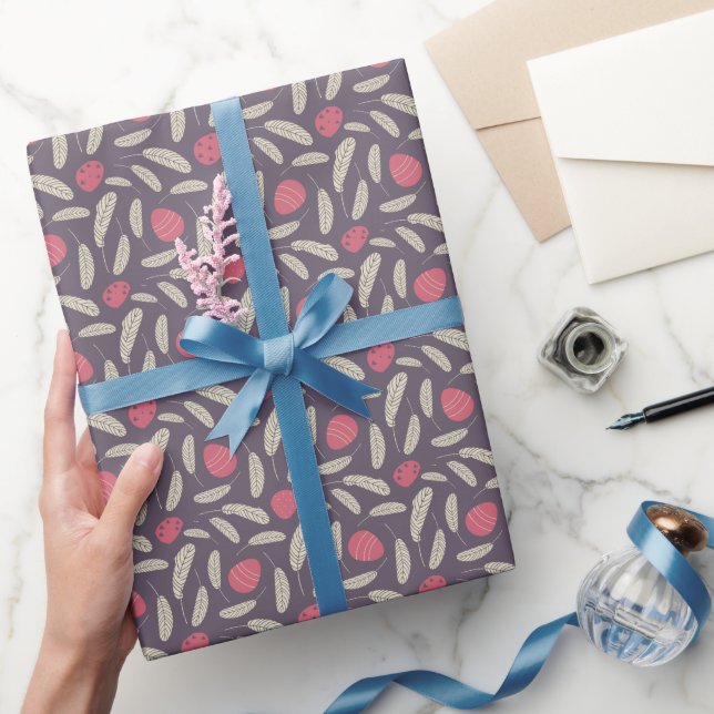 OLD LAVENDER AND CINNAMON SATIN CUSTOM EASTER WRAPPING PAPER (Gifting)