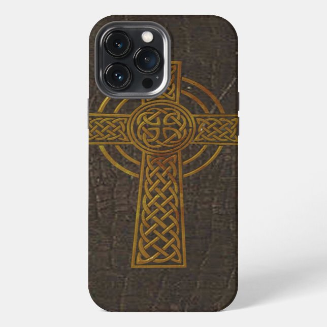 Old Leather Print Cross iPhone Case (Back)
