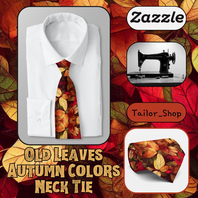 Old Leaves Autumn Colours Tie (Old Leaves Autumn Colors Neck Tie)