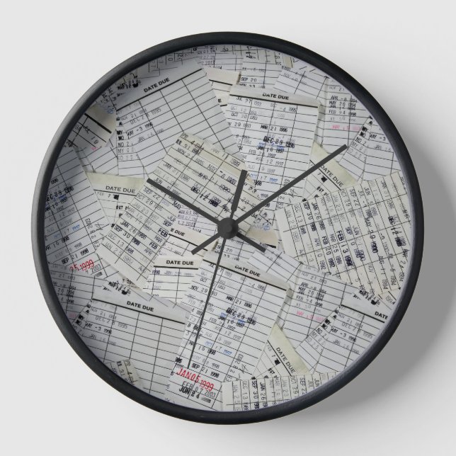 Old Library Card Collection  Clock (Front)